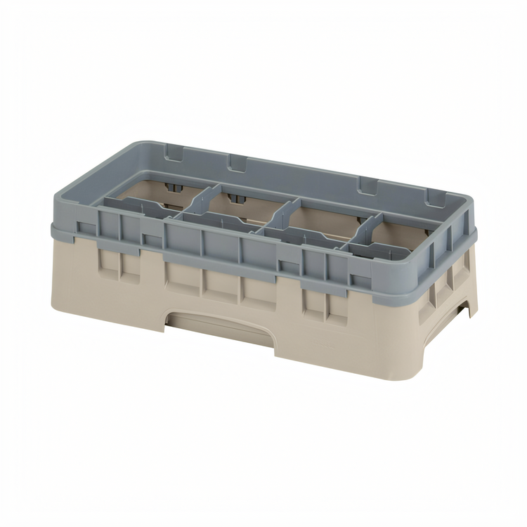 Product image #2 for Cambro Camrack 8-Compartment Half-Size Glass Rack with Soft Gray Extender, Beige