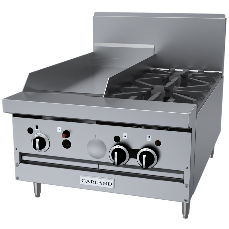 Product image #1 for Garland GF Starfire Pro 24" Gas Restaurant Range, Modular Top with 2 Open Burners and 12" Thermostatic Griddle