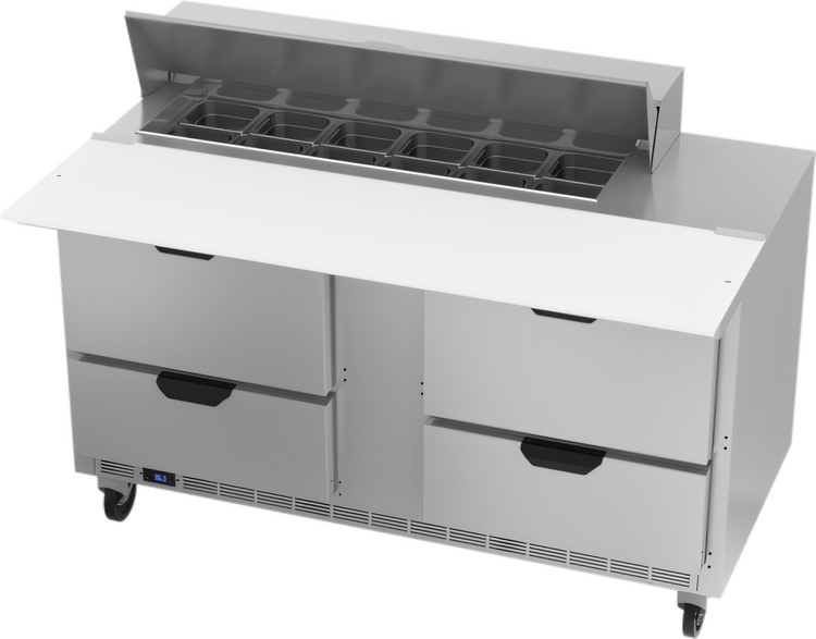 Product image #1 for Beverage-Air 60-Inch Two-Section Sandwich Top Refrigerated Prep Table with 4 Drawers