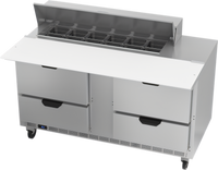 Beverage-Air 60-Inch Two-Section Sandwich Top Refrigerated Prep Table with 4 Drawers