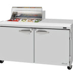 Thumbnail image #1 for Turbo Air PRO PST-60-08S-N-CL 60-Inch Two-Section Sandwich/Salad Prep Table with Clear Lid, 8-Pan Rail and 2 Solid Doors