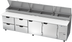 Thumbnail image #1 for Beverage-Air Four-Section Pizza Top Refrigerated Counter with Drawers and Doors, 119-Inch Wide