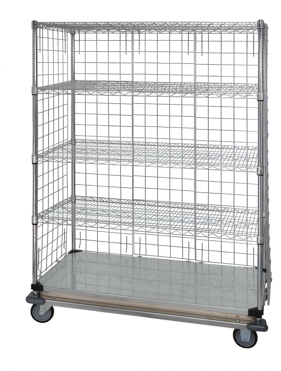 Product image #1 for Quantum Mobile Wire Enclosed Cart, 48 x 24 x 69 Inches, 5 Shelves, 1200 lb Capacity, Chrome Plated