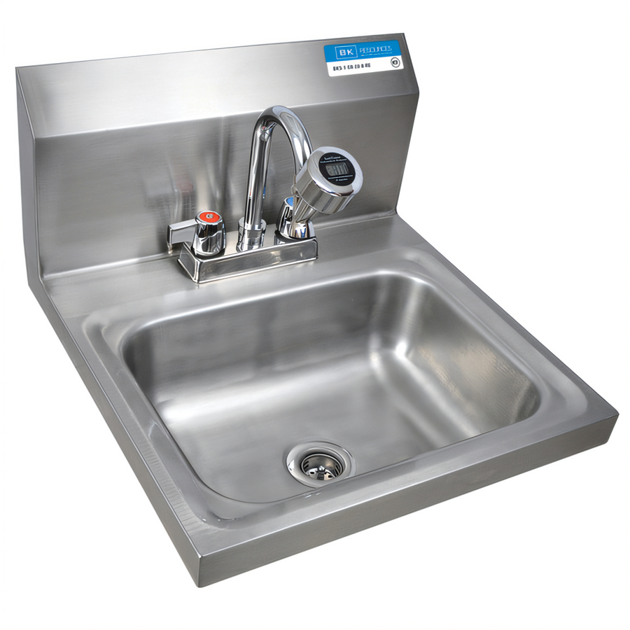 Product image #1 for BK Resources Wall Mounted Hand Wash Sink with Sanitimer Timer and Gooseneck Faucet, 14 x 10 x 5-Inch Bowl, 304 Stainless Steel