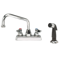 Advance Tabco Deck Mounted Manual Faucet with Swing Spout and Melt Down Spray Nozzle, 4 Inch Centers