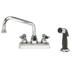 Thumbnail image #1 for Advance Tabco Deck Mounted Manual Faucet with Swing Spout and Melt Down Spray Nozzle, 4 Inch Centers
