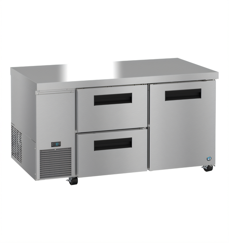 Product image #1 for Hoshizaki Steelheart 60-Inch Two-Section Undercounter Refrigerator with One Door and Two Drawers