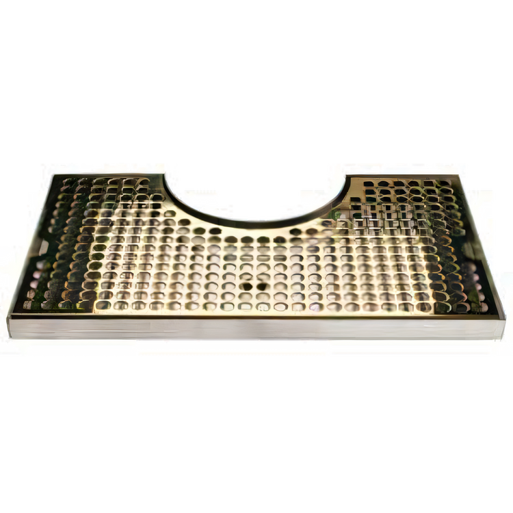 Product image #1 for Micro Matic Surface-Mount Draft Tower Drip Tray Trough, Stainless Steel with PVD Brass Screen, 12 x 7 Inches