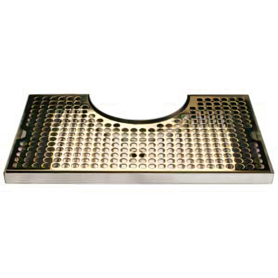 Product image #1 for Micro Matic Surface-Mount Draft Tower Drip Tray Trough, Stainless Steel with PVD Brass Screen, 12 x 7 Inches