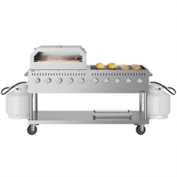 KoolMore 36-Inch Commercial Outdoor Propane Grill and Pizza Oven Combo, 10-Burner Mobile Stainless Steel Charbroiler