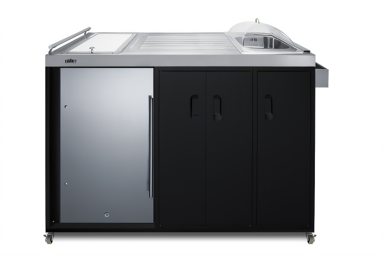 Product image #1 for 58-Inch Portable Outdoor Kitchenette with Stainless Steel Door Refrigerator, Sink, Countertop, and Storage Cabinet