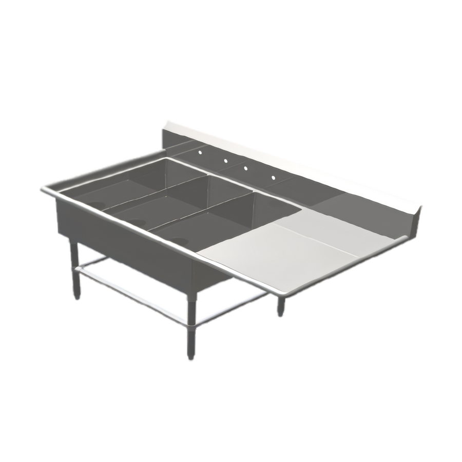 Product image #1 for John Boos Pro-Bowl 3-Compartment Platter Sink with Right Drainboard