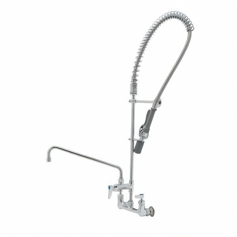 Product image #1 for T&S Brass EasyInstall 8-Inch Wall Mount Mixing Pre-Rinse Unit with Add-On Faucet and 14-Inch Swing Nozzle