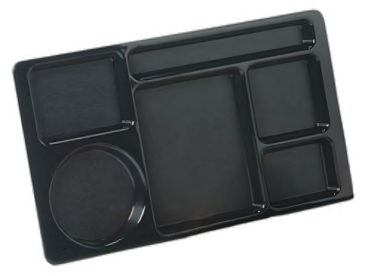 Product image #2 for Carlisle Omni-Directional 6-Compartment Rectangular Tray, 15 x 8-3/4 Inch, Black ABS Plastic