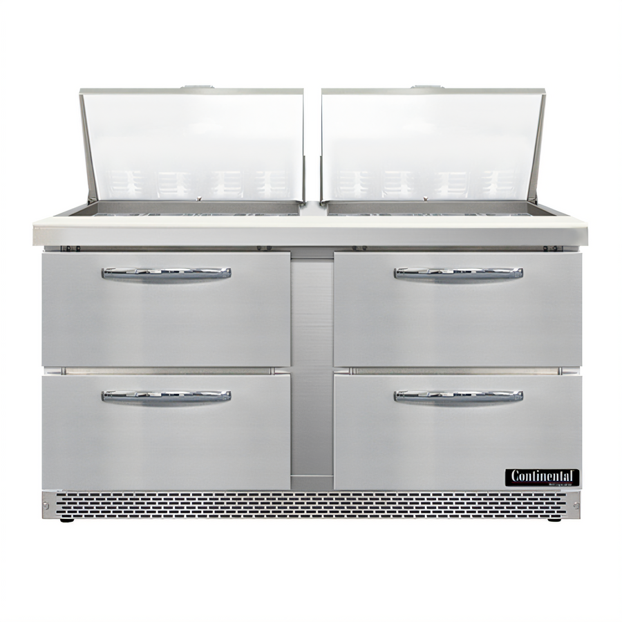Product image #1 for Continental Refrigerator Mighty Top SW60N24M-FB-D 60" Two-Section Sandwich Unit with Drawers