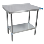 Thumbnail image #1 for BK Resources VTTR-4824 48" x 24" 18-Gauge 430 Stainless Steel Work Table with 1-1/2" Rear Riser and Adjustable Galvanized Undershelf