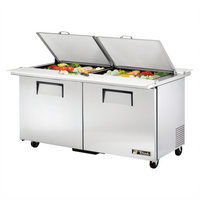 True Dual-Sided Mega-Top Solid Door Sandwich/Salad Prep Table, 60-3/8 Inches Wide, 2-Section, R290