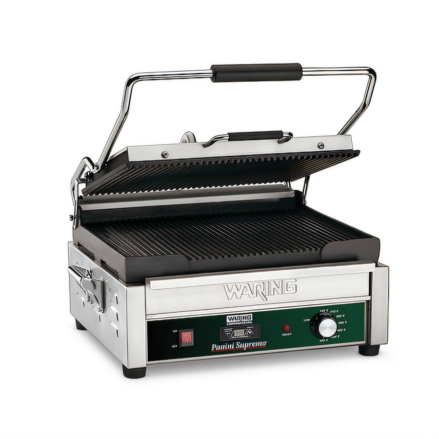Product image #1 for Waring Panini Supremo Large Italian-Style Countertop Panini Grill with Timer, 14.5 x 11 Inch Cooking Surface, 208V