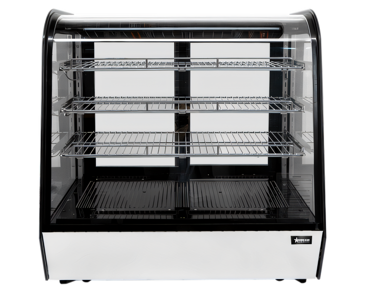 Product image #1 for Countertop Curved Glass Refrigerated Display Case, 35 Inch, 6.56 Cu. Ft., 3 Shelves