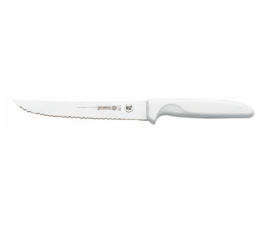 Product image #1 for Mundial 6-Inch Serrated Utility Slicer Knife with High-Carbon Stainless Steel Blade and White Handle