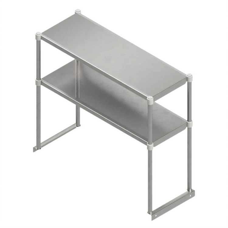 Product image #1 for John Boos Economy Series Double-Tier Stainless Steel Flat-Top Work Table Overshelf, 96" W x 18" D