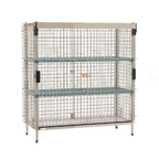Thumbnail image #1 for Metro SlideSecure MQSEC56E-SL-2MQ Stationary Wire Security Cage with Sliding Doors and 2 Intermediate Shelves, 62-7/8"W x 28-3/16"D x 66-3/16"H