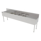 Thumbnail image #1 for Perlick Corporation Top Shelf TS96M4-DB 96-Inch Four-Compartment Underbar Sink with Dual Drainboards, Stainless Steel, 6-Inch Backsplash