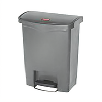 Rubbermaid Commercial Slim Jim 8-Gallon Resin Front Step-On Trash Container, Gray