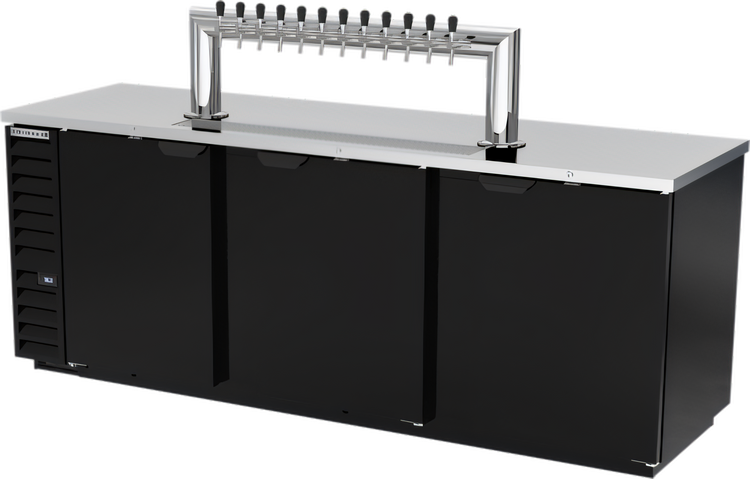 Product image #1 for Beverage-Air 94-Inch 3-Door Direct Draw Beer Dispenser with 12-Tap Tower, 5 Half-Barrel Keg Capacity