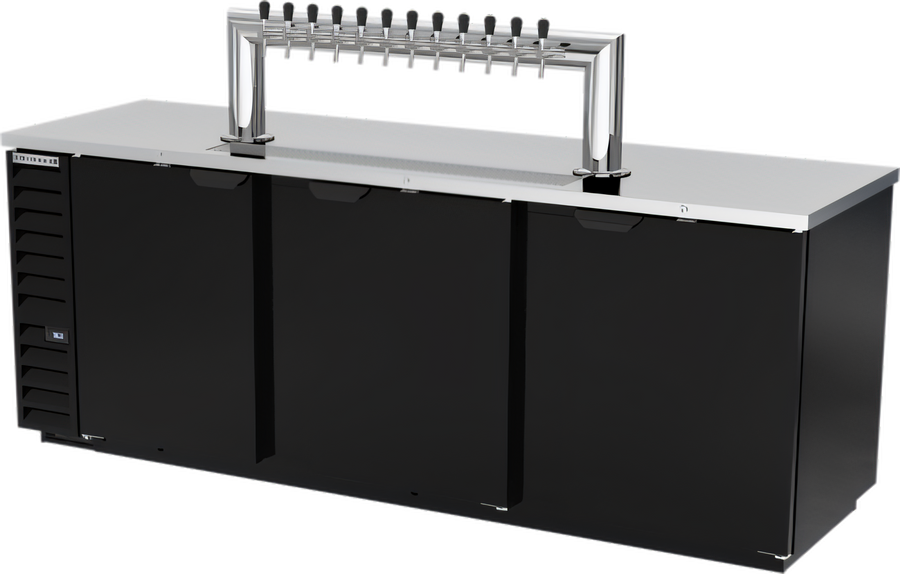 Product image #1 for Beverage-Air 94-Inch 3-Door Direct Draw Beer Dispenser with 12-Tap Tower, 5 Half-Barrel Keg Capacity