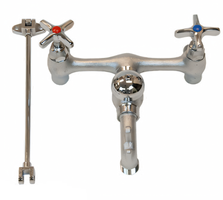 Product image #1 for Klinger's Trading Wall-Mount Mop Sink Service Faucet with 6-1/2 Inch Threaded Hose Spout, 8 Inch Centers and Vacuum Breaker