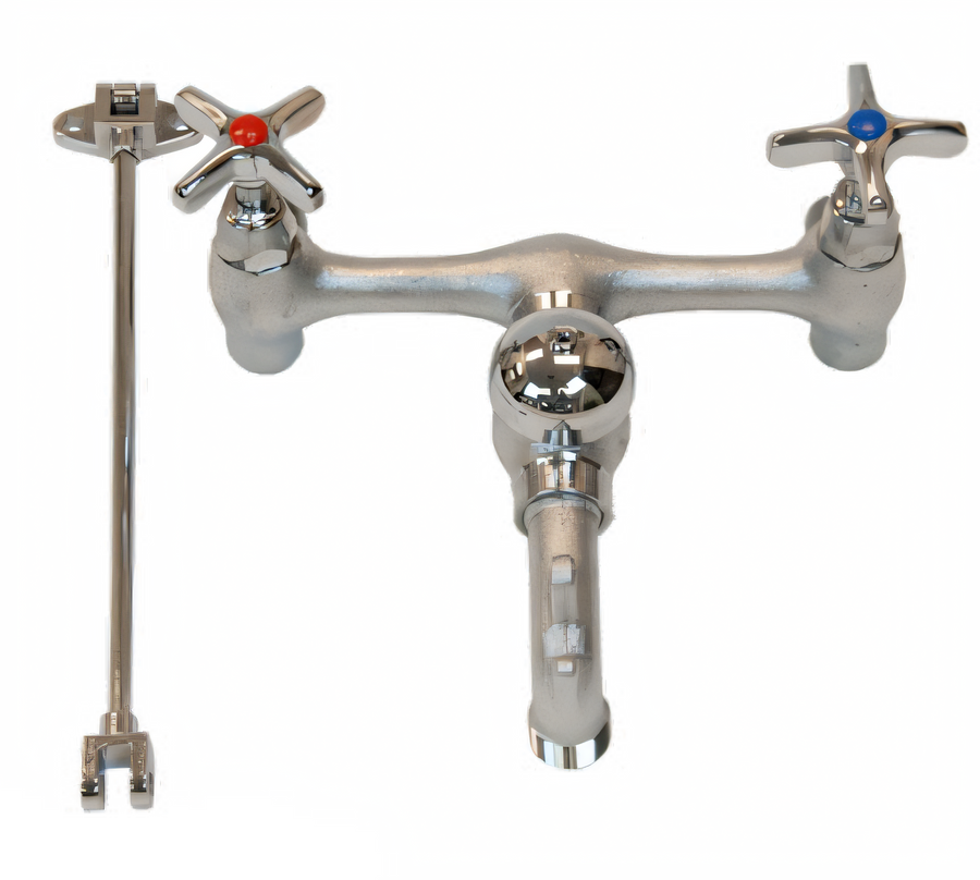 Product image #1 for Klinger's Trading Wall-Mount Mop Sink Service Faucet with 6-1/2 Inch Threaded Hose Spout, 8 Inch Centers and Vacuum Breaker