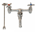 Thumbnail image #1 for Klinger's Trading Wall-Mount Mop Sink Service Faucet with 6-1/2 Inch Threaded Hose Spout, 8 Inch Centers and Vacuum Breaker
