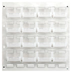 Thumbnail image #1 for Quantum QLP-1819HC-220-16CL Wall-Mounted Louvered Storage Panel Starter Unit with 16 Clear Bins, 18 x 8 x 19 Inches, Oyster White
