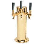Thumbnail image #1 for Micro Matic USA DS-243-PVD Countertop Air-Cooled Draft Beer Tower, Single-Column, 3 Brass Faucets, PVD Brass Finish