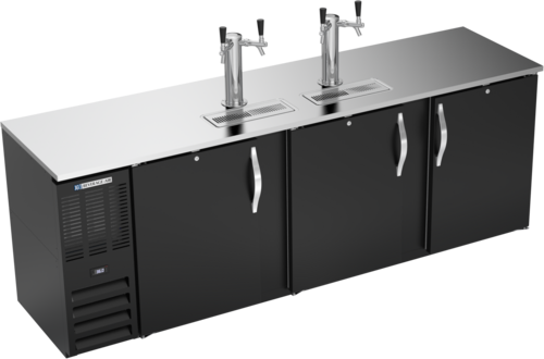 Product image #1 for Beverage-Air 94-Inch Three-Door Flat-Top Direct Draw Draft Beer Cooler with Dual Faucet Towers