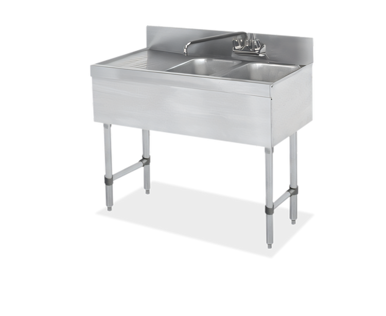 Product image #1 for Steel Works Stainless 36-Inch Two-Compartment Underbar Sink with Left Drainboard