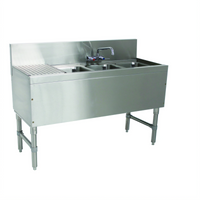 Advance Tabco Prestige 3-Compartment Stainless Steel Underbar Sink Unit with Left Drainboard and Faucet, 60 x 20 x 36 Inches