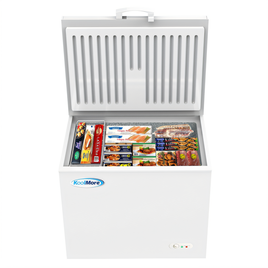 Product image #1 for KoolMore 9.6 Cu. Ft. White Commercial Chest Freezer with Locking Lid, Basket, and Casters