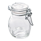 Thumbnail image #1 for American Metalcraft HMMJ3 3.5 Oz Clear Glass Mini Mason Jar Condiment Jar with Hinged Lid Case of 96
