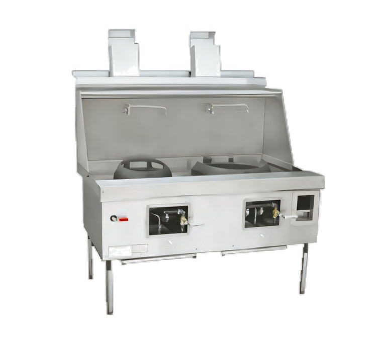 Product image #1 for York Commercial Gas Wok Range with 2 Chambers, Water-Cooled Top and Chinese Swing Faucets