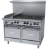 Thumbnail image #1 for Garland G Starfire Pro 48-Inch Gas Restaurant Range with 6 Open Burners, 12-Inch Griddle, and 2 Space-Saver Ovens