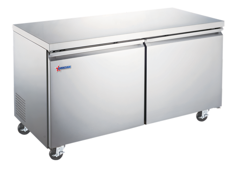 Product image #1 for Omcan 60-Inch Two-Section Undercounter Refrigerator, 15 Cu. Ft., Stainless Steel