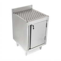 Slim-Line Freestanding Underbar Storage Cabinet with Drainboard, Right-Hinged Locking Door, 18 x 18 x 32-1/2 Inches