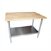 Thumbnail image #1 for BK Resources 72-Inch x 36-Inch Hard Maple Flat Top Work Table with Stainless Steel Legs and Undershelf