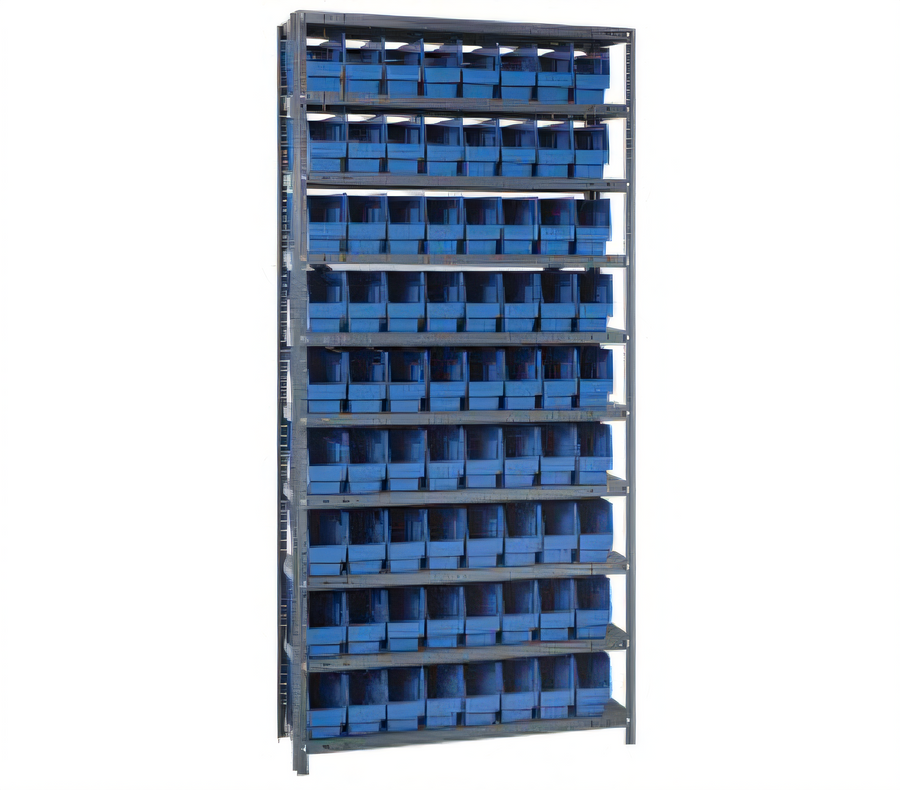 Product image #1 for Quantum Heavy-Duty Stationary Wire Shelving Unit with 10 Shelves and 72 Included Bins, 36"W x 12"D x 75"H