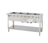 Aerohot Wet Bath Gas Steam Table with 4-Pan Open Water Bath, Stainless Steel Top, and Open Base with Undershelf