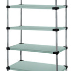 Thumbnail image #1 for Quantum WRS5-86-1848SS Stationary 304 Stainless Steel Solid Shelving Starter Kit, 5 Shelves, 48"W x 18"D x 86"H