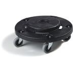 Thumbnail image #1 for CFS Brands Bronco 3691003 Round Waste Container Dolly, Twist-to-Lock, Replaceable Casters, Fits 20–55 Gallon Containers Case of 2