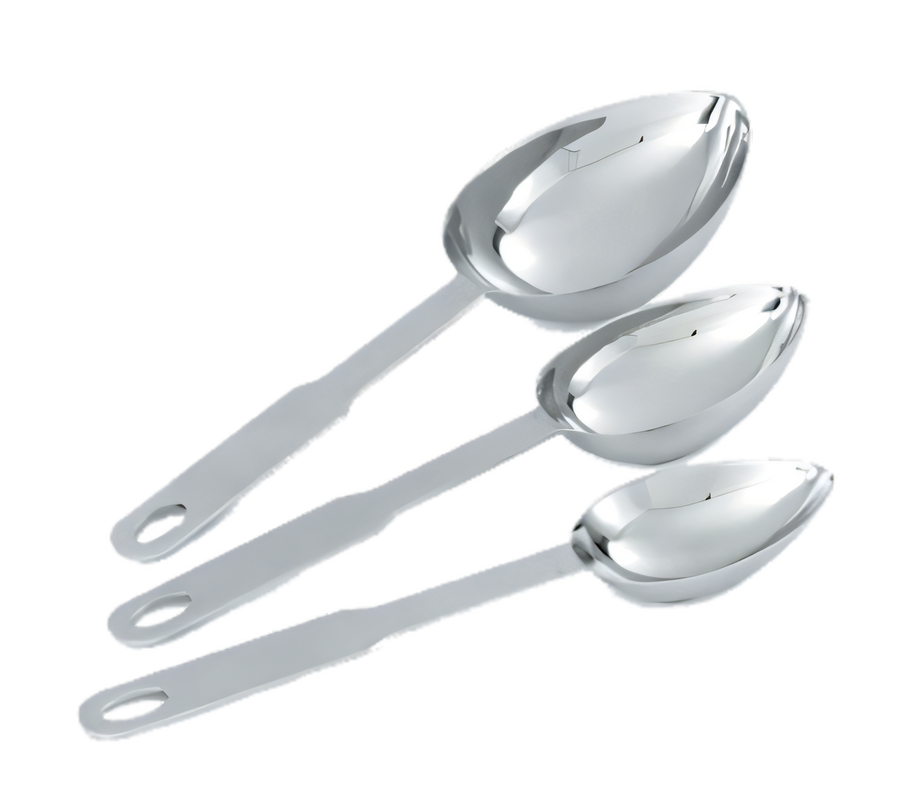 Product image #1 for Vollrath Oval Stainless Steel Measuring Scoop/Cup Set, 1/8, 1/4, and 1/2 Cup, 3-Piece